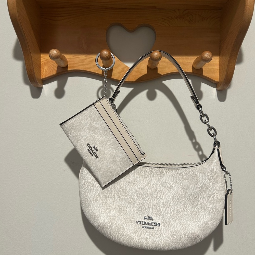 Coach White Shoulder Bag and Wallet Set